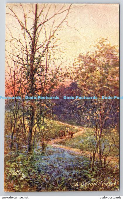 R752967 A Devon Sunset Picturesque Devon Tuck Oilette Series XI No 7841