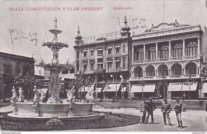 * URUGUAY - Montevideo - Plaza Constitucion y Club Uruguay 1915 Censura Genova