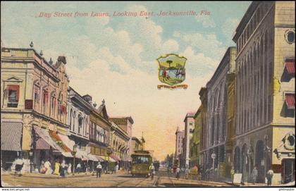 USA AK Jacksonville / Florida: Bay Street from Laura, Looking East, 8.7.1914