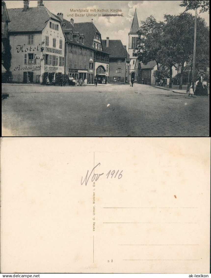 Münster (Elsass) Munster (Haut-Rhin) Marktplatz und Ulmer Bazar 1912