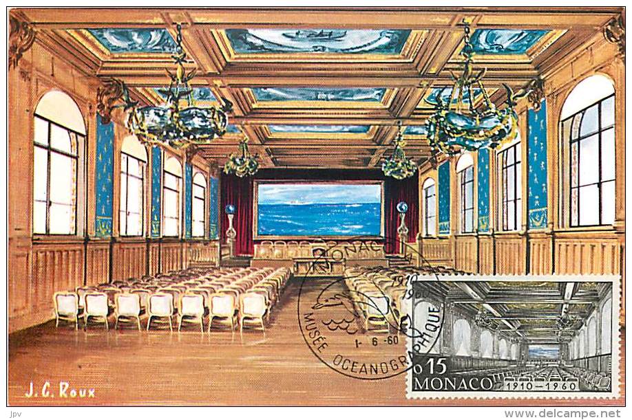 MUSEE OCEANOGRAPHIQUE DE MONACO . 1910-1960 . CINQUANTENAIRE DU MUSEE . LA SALLE DES CONFERENCES