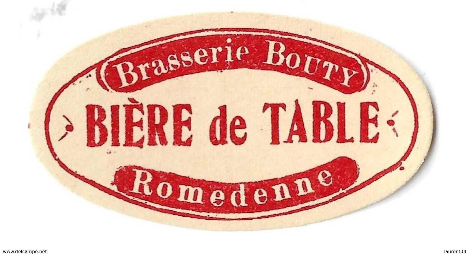 .NAMUR . PHILIPPEVILLE. ROMEDENNE. BRASSERIE BOUTY. BIERE DE TABLE. ANCIENNE ETIQUETTE .