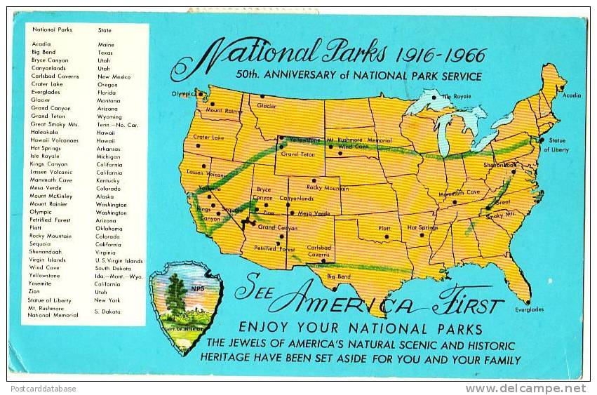 National Parks 1916-1966 - & map