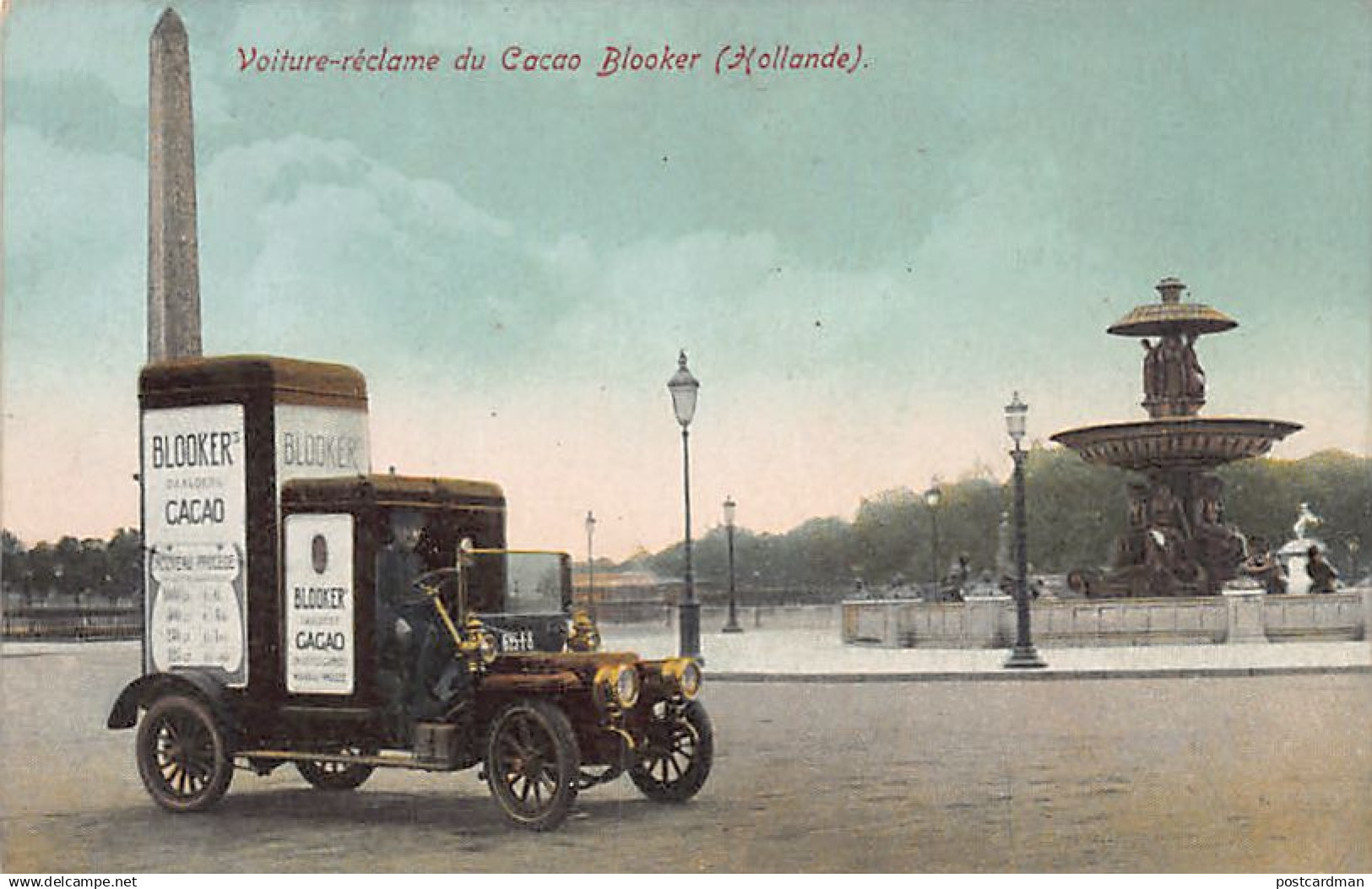 Nederland - AMSTERDAM - Reclame-ansichtkaart voor Cacao Blooker - Autoreclame op Place de la Concorde in Parijs (Frankri