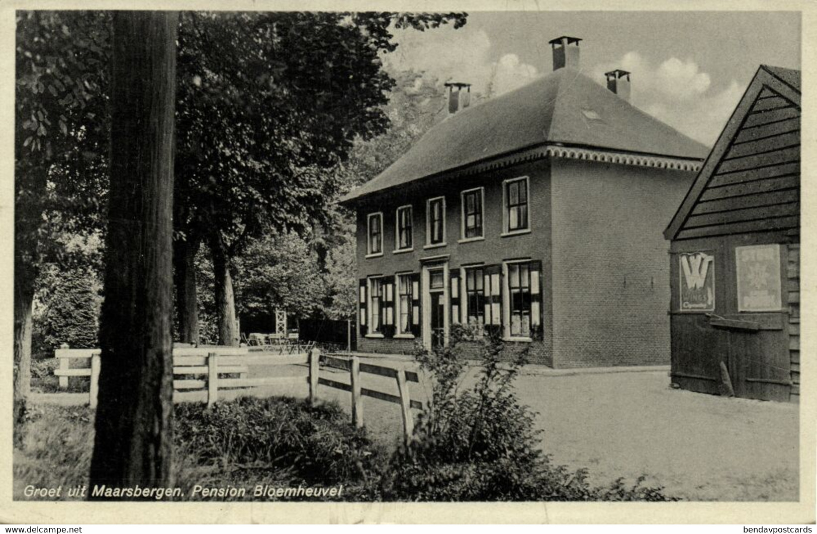 Nederland, MAARSBERGEN, Pension Bloemheuvel (1930s) Ansichtkaart