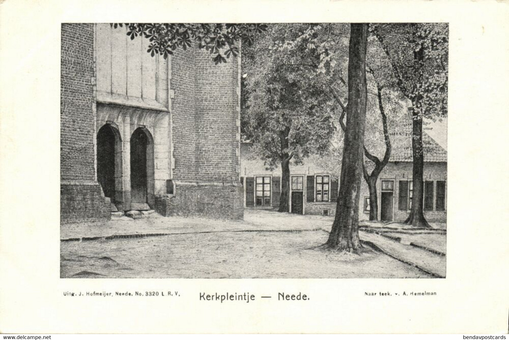 Nederland, NEEDE, Kerkpleintje (1910s) Ansichtkaart