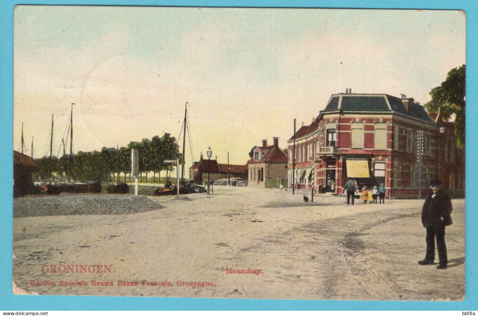 NEDERLAND prentbriefkaart Groningen Hoendiep 1907 naar Gorredijk