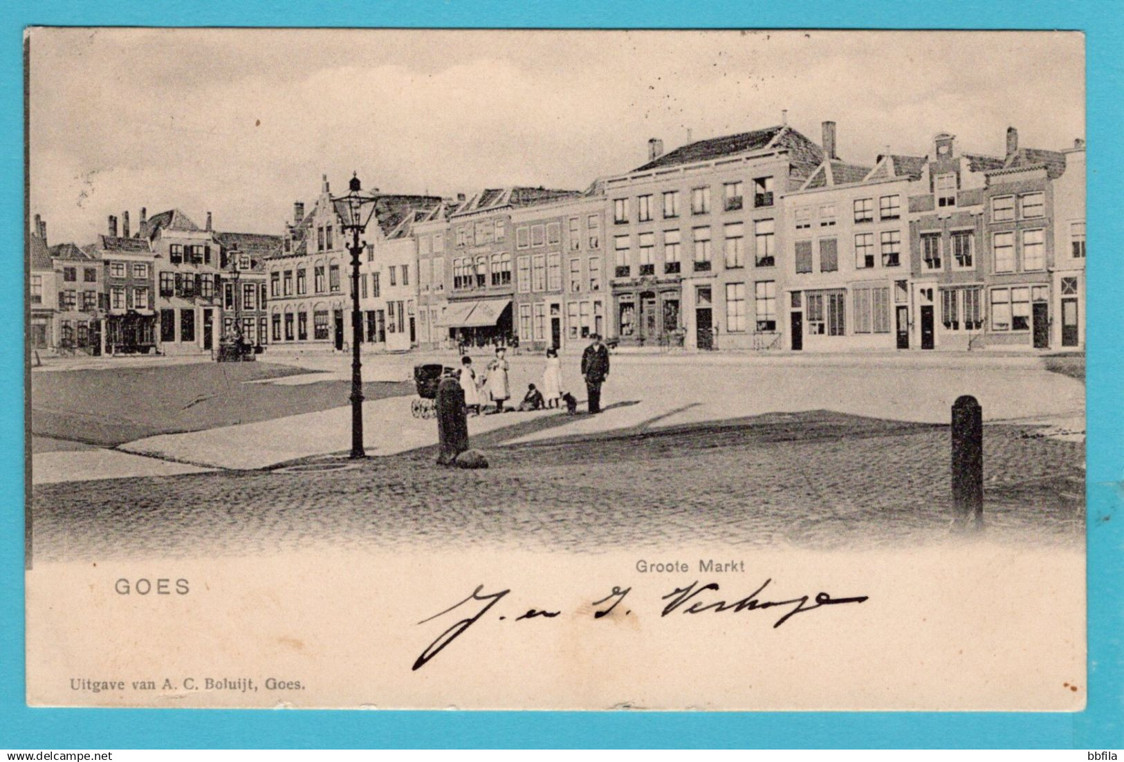 NEDERLAND prentbriefkaart Groote Markt ca 1900 Goes - Amsterdam