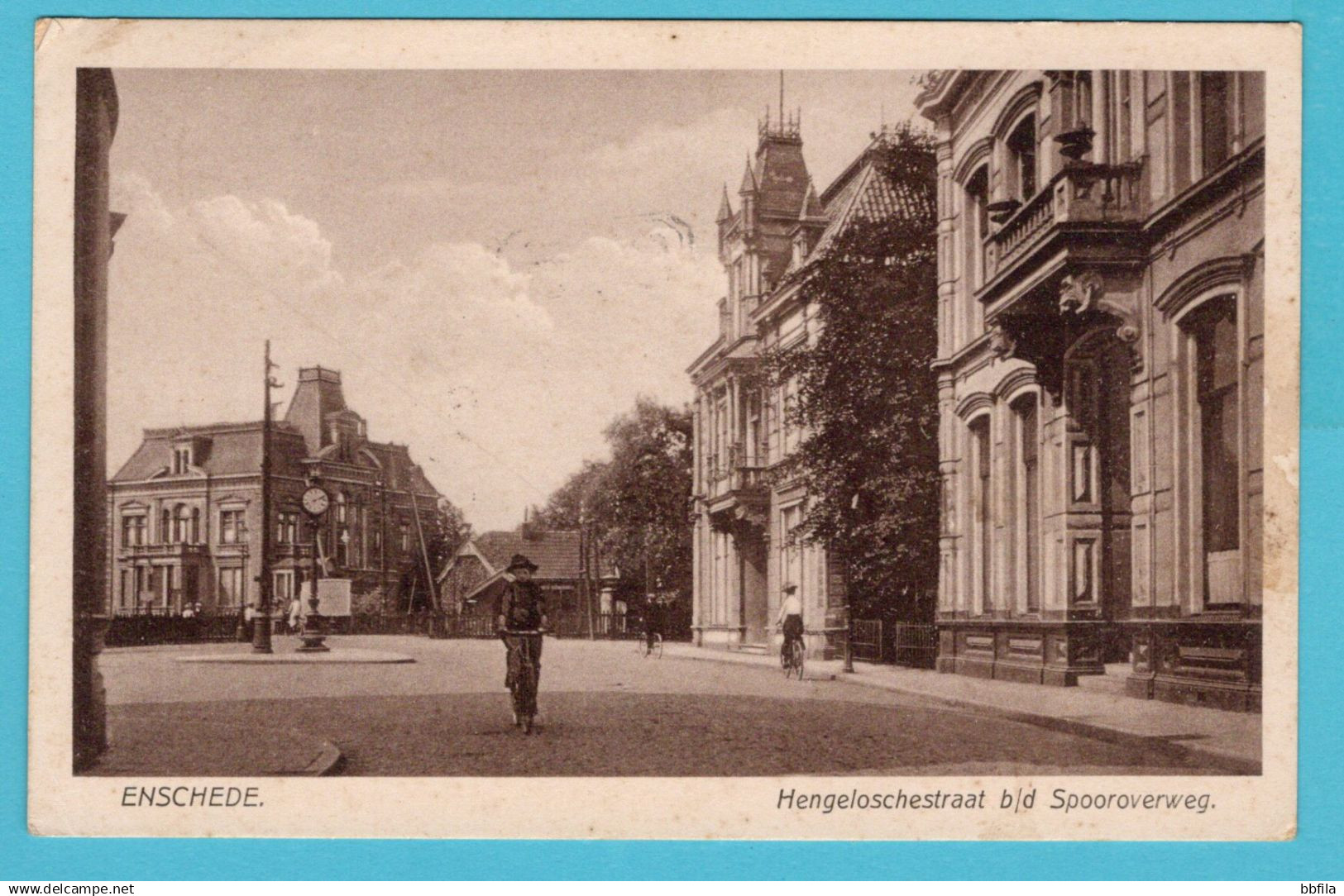 NEDERLAND prentbriefkaart Hengeloschestraat b/d Spooroverweg 1926 Enschede - Zuidlaarderveen