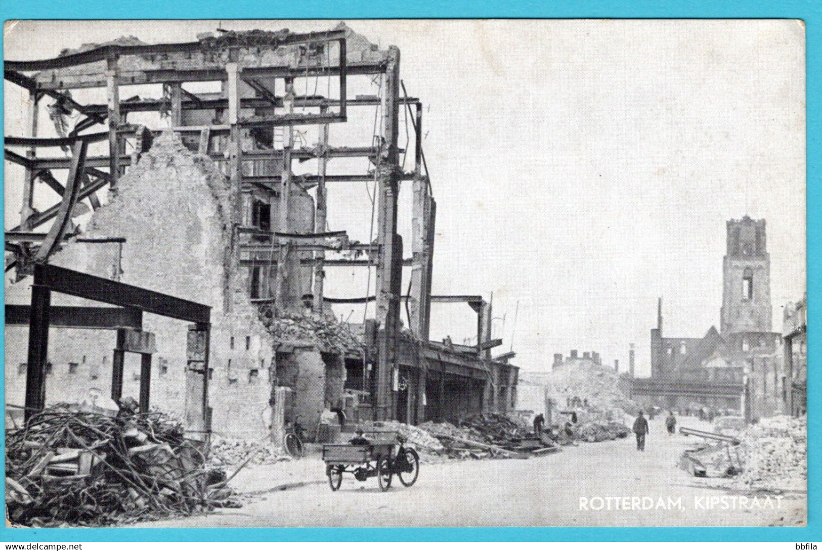 NEDERLAND prentbriefkaart Kipstraat na het bombardement 1944 Rotterdam - Zwijndrecht