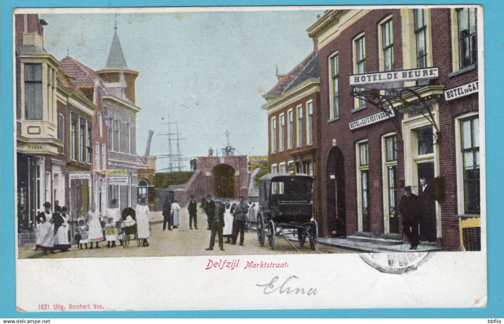 NEDERLAND prentbriefkaart Marktstraat 1903 Delfzijl - Amsterdam