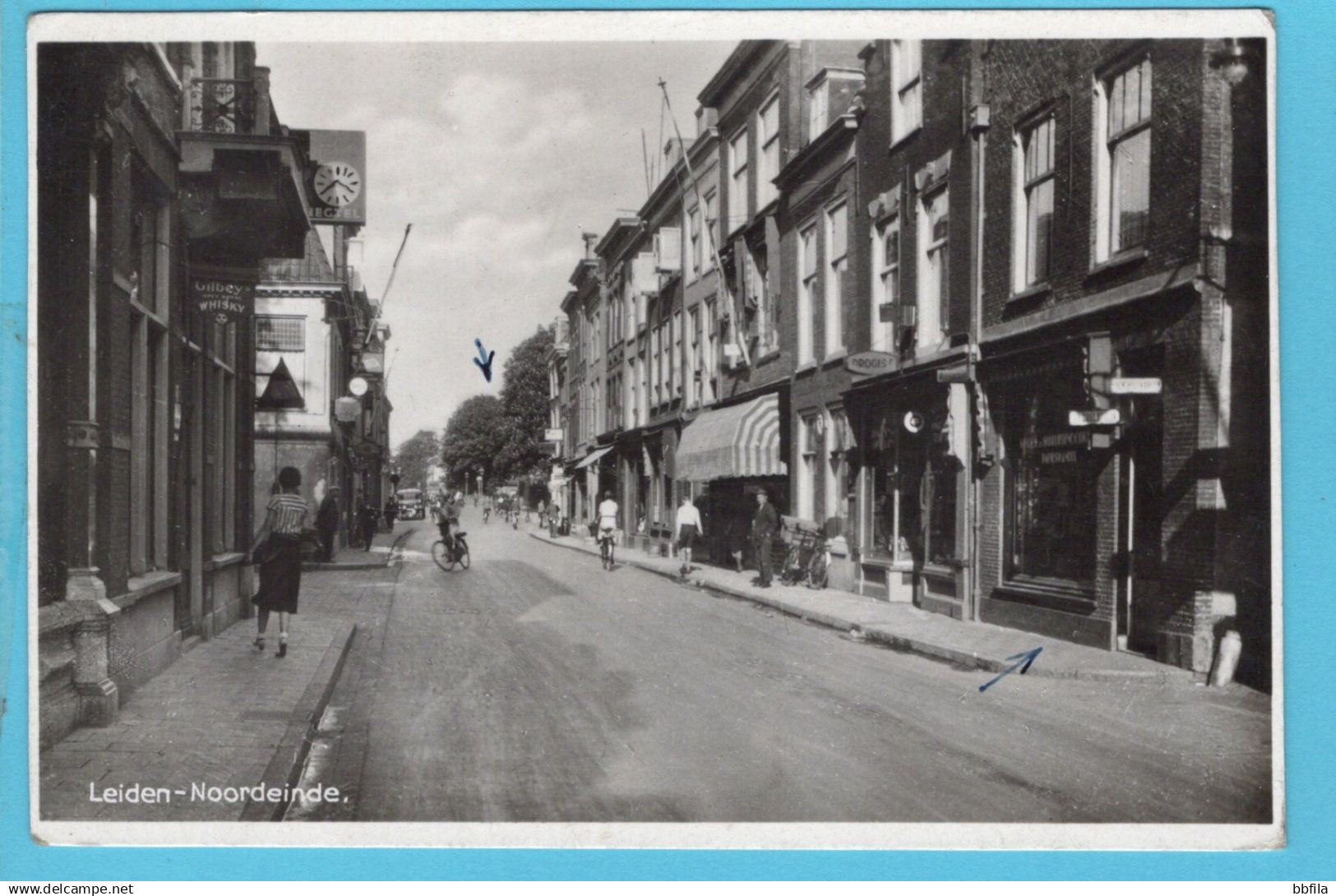 NEDERLAND prentbriefkaart Noordeinde 1939 Leiden - Duitsland