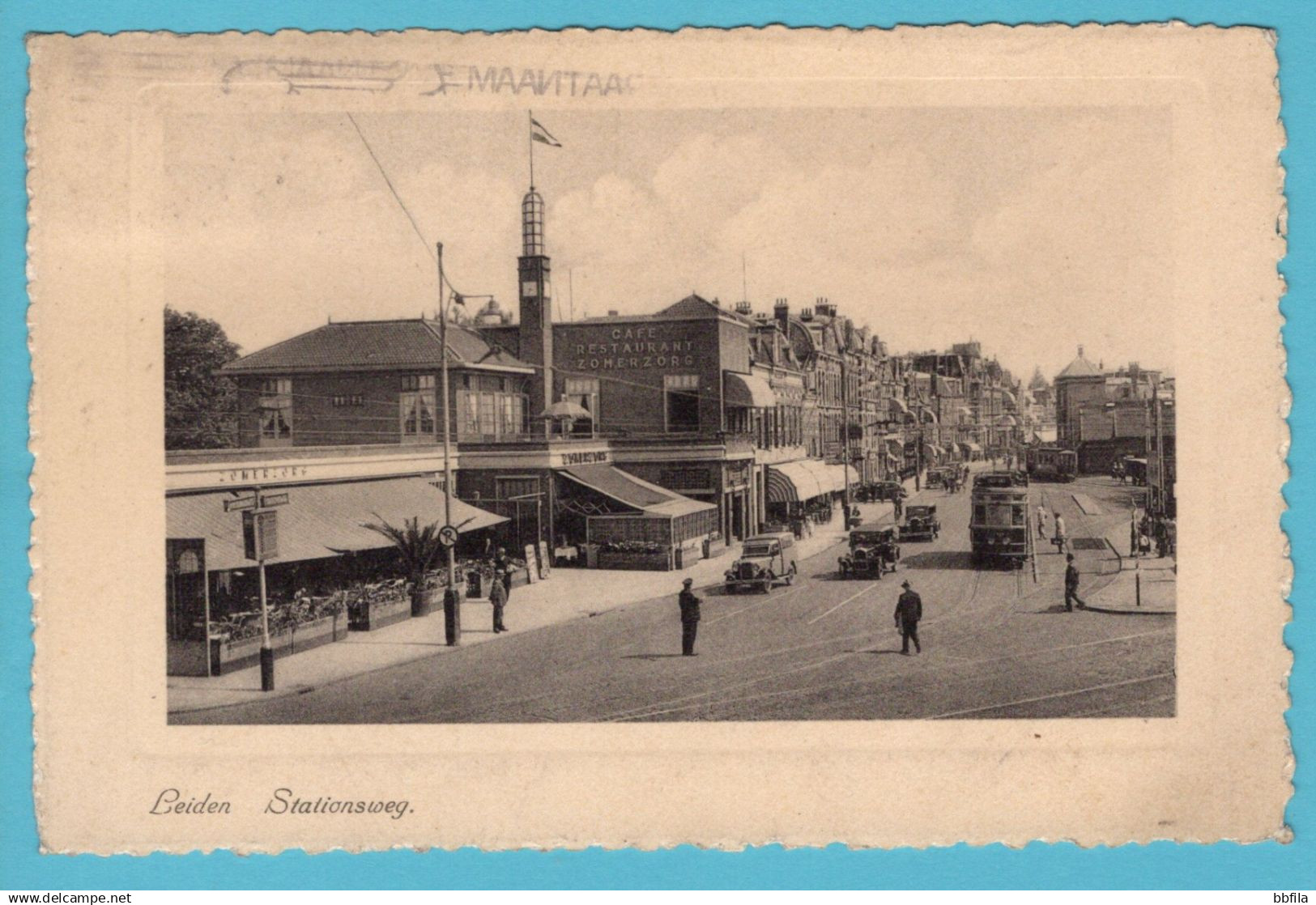 NEDERLAND prentbriefkaart Stationsweg 1939 Leiden - Bingen, Duitsland