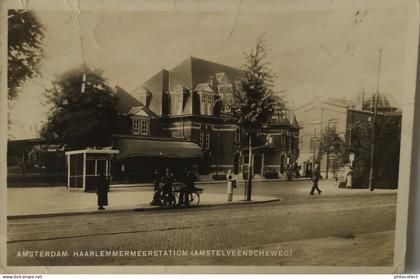 Amsterdam // FOTOKAART // Bromografia? // Haarlemmermeestation (Amstelveenscheweg) 1939  vouwen