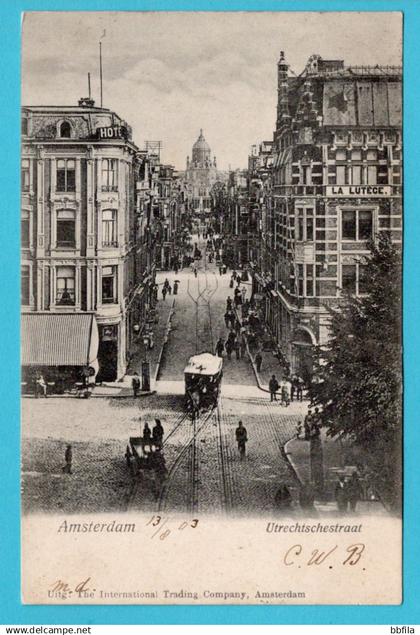 NEDERLAND prentbriefkaart Utrechtsche Straat Amsterdam 1903 Bolsward