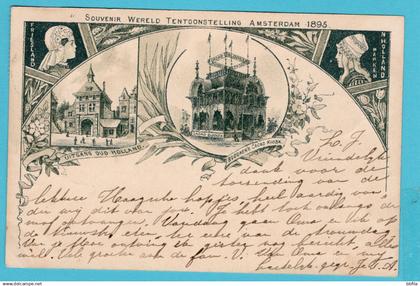 NEDERLAND prentbriefkaart Wereld Tentoonstelling 1895 Cacao Blooker van Utrecht naar 's Gravenhage