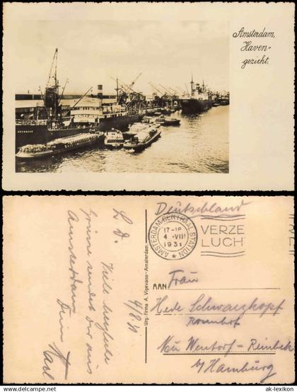 Postkaart Amsterdam Amsterdam Hafen Havengezicht 1931