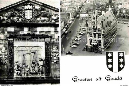 72770265 Gouda Innenstadt Rathaus Relief am Waaghaus Wappen Gouda