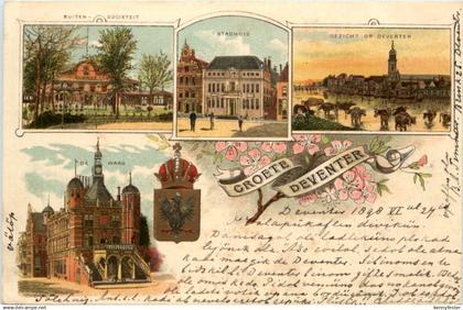 Groete Deventer - Litho 1898