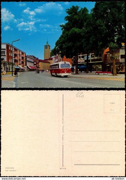 Enschede Enschede (Eanske) Straßen Ansicht, Bus, Geschäfte Van Loenshof 1970