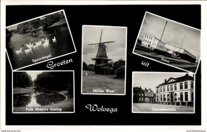 CPA Wolvega Friesland Niederlande, Spoorsingel, Molen West, Gemeentehuis