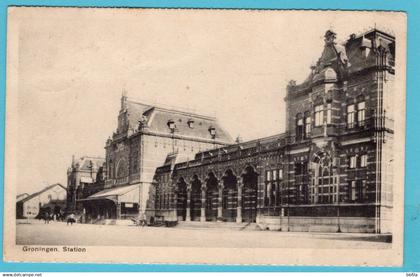 NEDERLAND prentbriefkaart station 1936 Groningen - Renaix, België