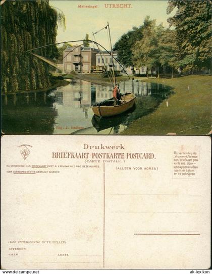 Postkaart Utrecht Utrecht Miliensingel - Fischer auf Boot 1913