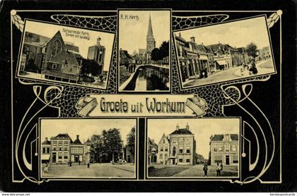 Nederland, WORKUM, Straat Scenes, Kerken (1910s) Ansichtkaart