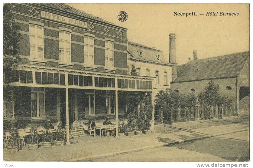 Neerpelt :  Hotel Bierkens  ( geschreven 1921 met zegel )