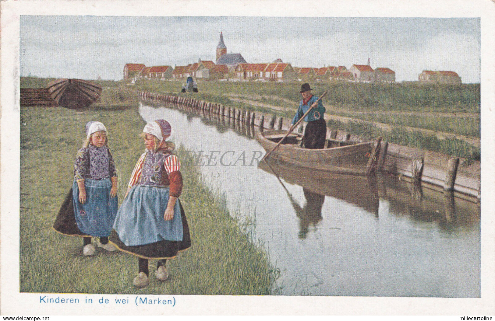 NETHERLANDS - Kinderen in de wei (Marken) 1924