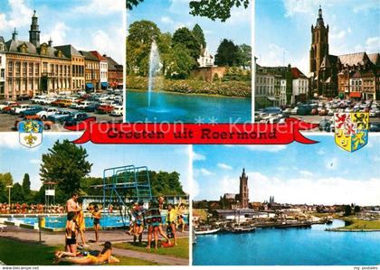 72926264 Roermond Stadtpanorama mit Kirche Fontaene Gebaeude Freibad Roermond