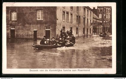 AK Roermond, Watersnood 1925-26, Bezoek van de Koninklijke familie, Hochwasser