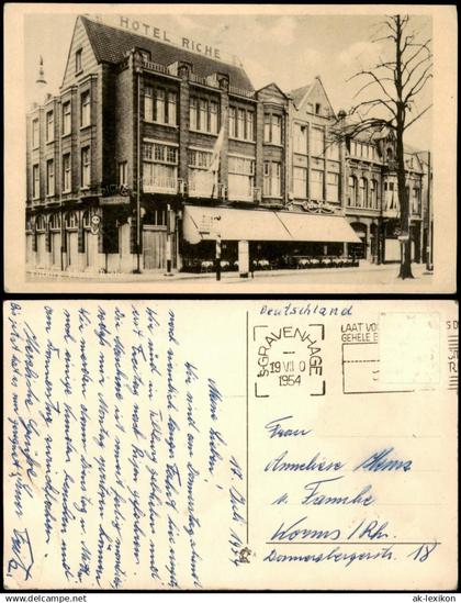 Postkaart Tilburg Hotel Riche 1954