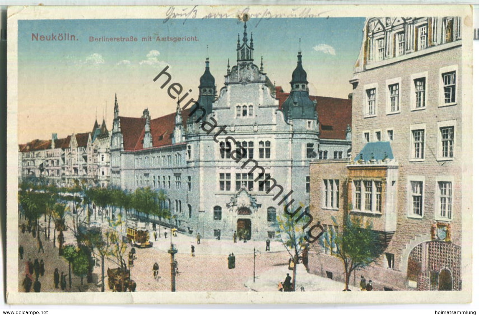 Neukölln - Berlinerstrasse mit Amtsgericht - Verlag Alwin Adolff Neukölln ca. 1910