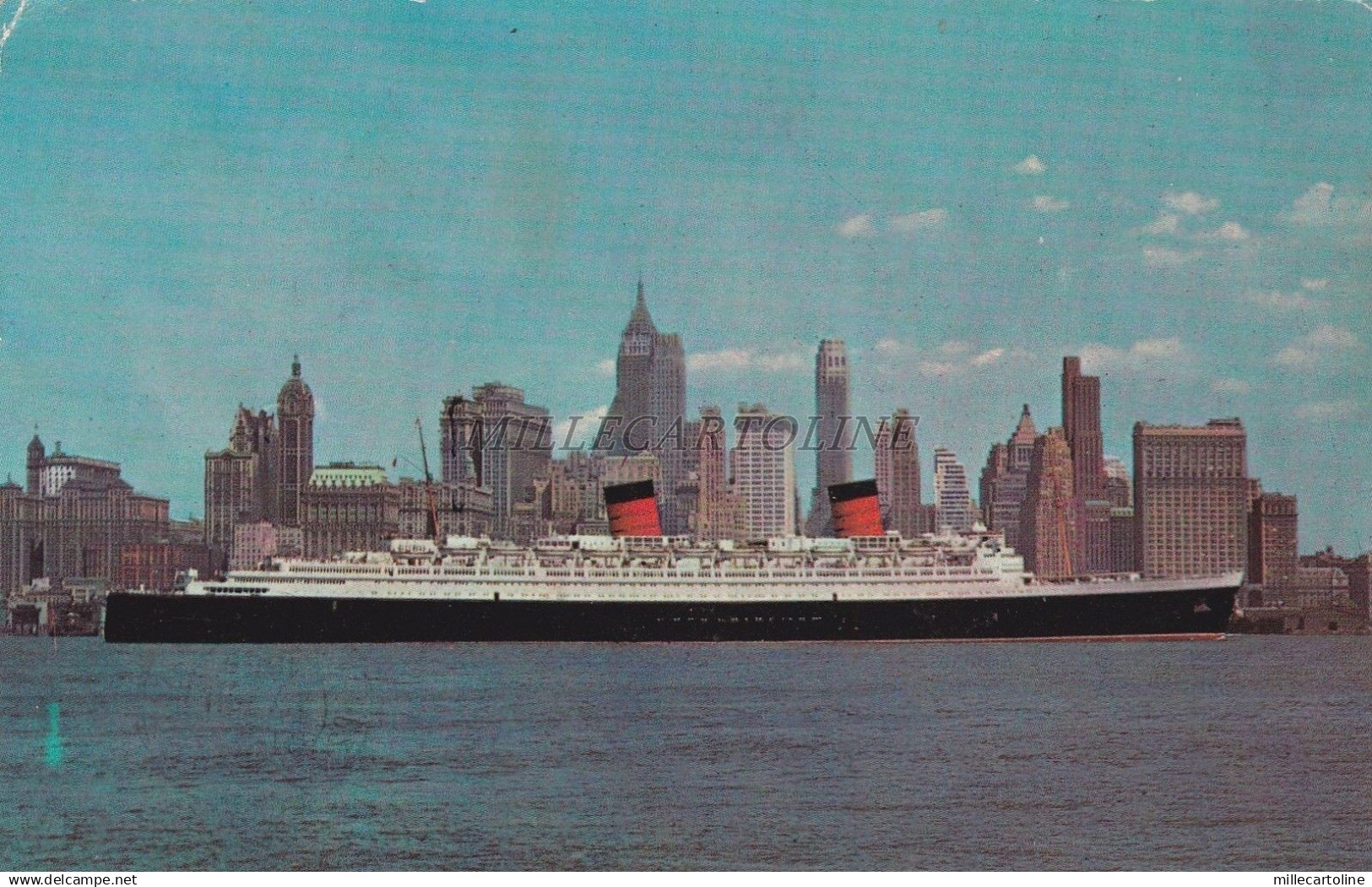 NEW YORK -  New York City - Giant Ocean Liner - Skyline 1968