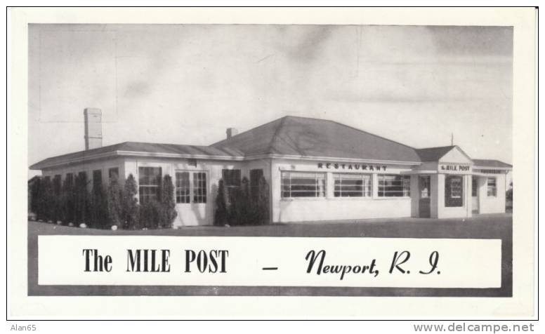 Newport RI, Rhode Island, the Mile Post Restaurant, on 1930s/40s Vintage Postcard