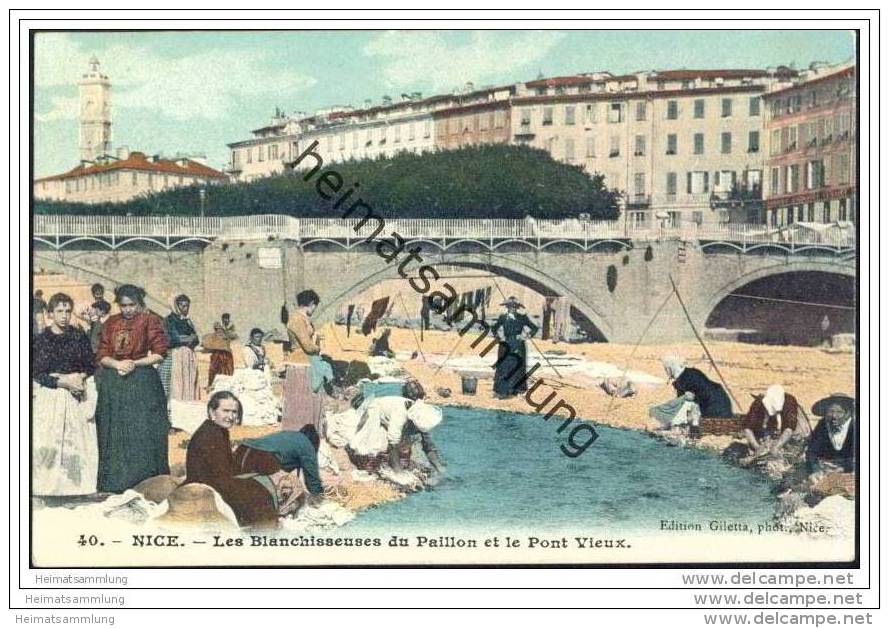 Nice - Les Blanchisseuses du Paillon et le Pont Vieux