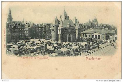 - pays divers - ref - F844 - pays bas - nederland -  amsterdam - nieuwmarkt en vichmarkt  -carte bon etat -