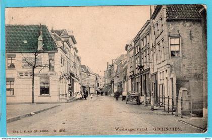 NEDERLAND prentbriefkaart Westwagenstraat 1908 Gorinchem naar Schiedam