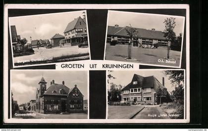 AK Kruiningen, Burgem. Elenbaasstraat, O. L. School, Huize Inter Scaldes