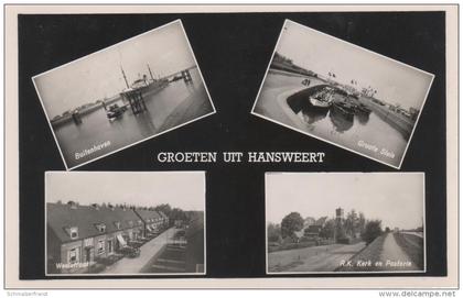 CPA - AK Groeten uit Hansweert Buitenhaven Groote Sluis Weelstraat R. K. Kerk Pastorie bei Kruiningen Terneuzen Zeeland