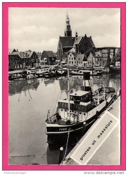 Maassluis - Eeerste Havenstad aan de Waterweg, nr. 173 - Havenkom met Furie en Grote Kerk - ECHTE FOTO