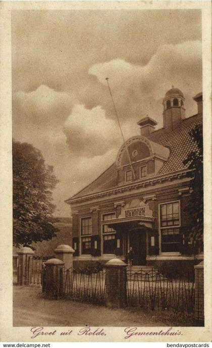 Nederland, ROLDE, Gemeentehuis (1910s) Nauta A2035 Ansichtkaart