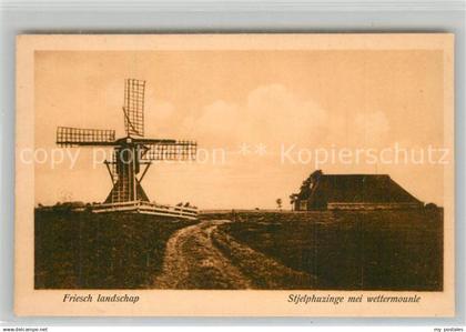 43502237 Heerenveen Stjelphuzinge met wettermounle Friesch landschap Windmuehle