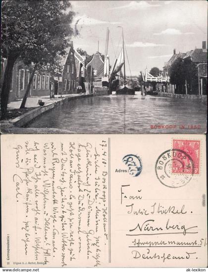 Ansichtskarte Boskoop (Niederlande) Straßenpartie u. Hafen b Leiden Gouda 1910