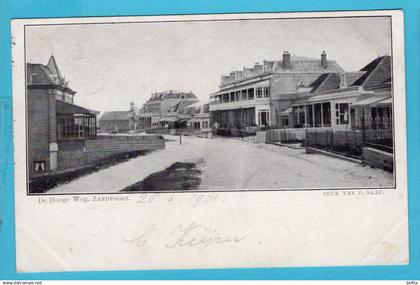 NEDERLAND prentbriefkaart De Hooge Weg, Zandvoort 1901 treinstempel Haarlem - Zandvoort naar Edam