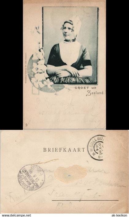 .Seeland/Zeeland GROET uit Zeeland Frau mit Trachten-Kleidung 1899