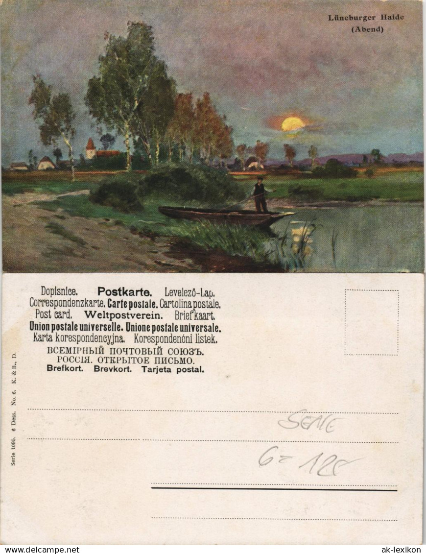 .Niedersachsen Lüneburger Heide - Künstlerkarte Mondschein 1908