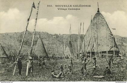 new caledonia, Native Kanak Village (1910s) Postcard