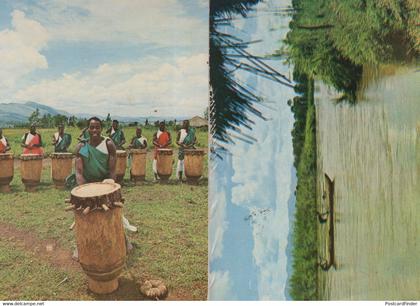 Burundi Drums Canoe Boats African Drummer Postcard